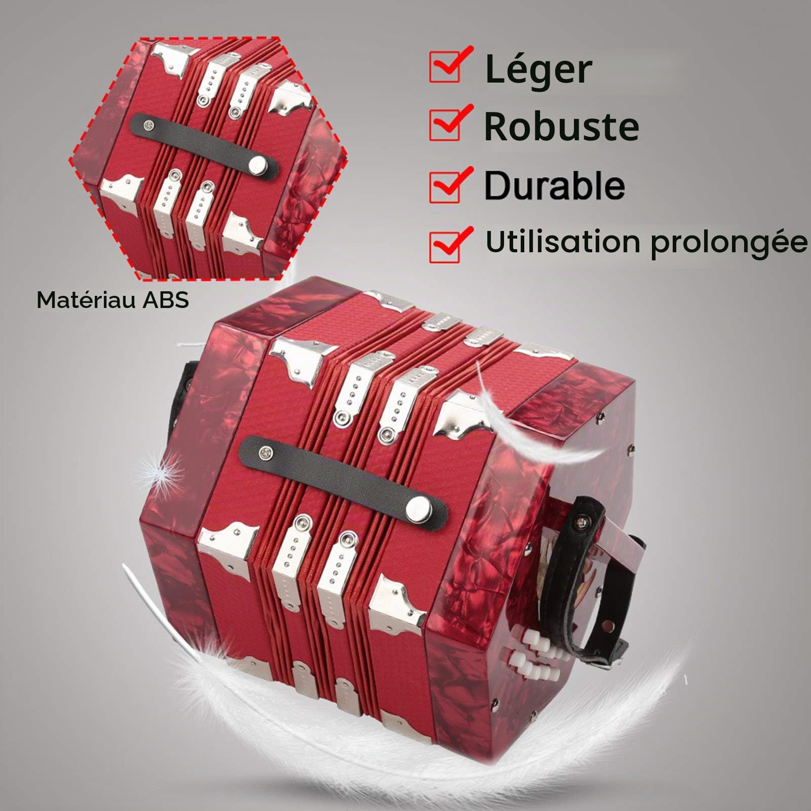 Concertina facile à apprendre à jouer pour la pratique des débutants(Red)