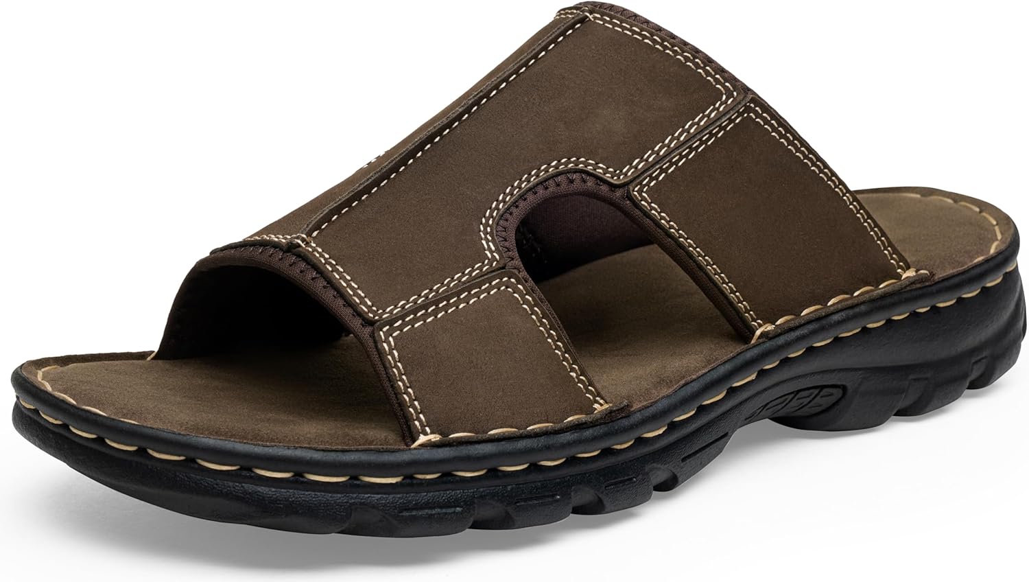 JOUSEN Sandals for Men Leather Slip on Mens Sandals Outdoor Men's Beach Slide Slippers