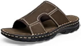 JOUSEN Sandals for Men Leather Slip on Mens Sandals Outdoor Men's Beach Slide Slippers