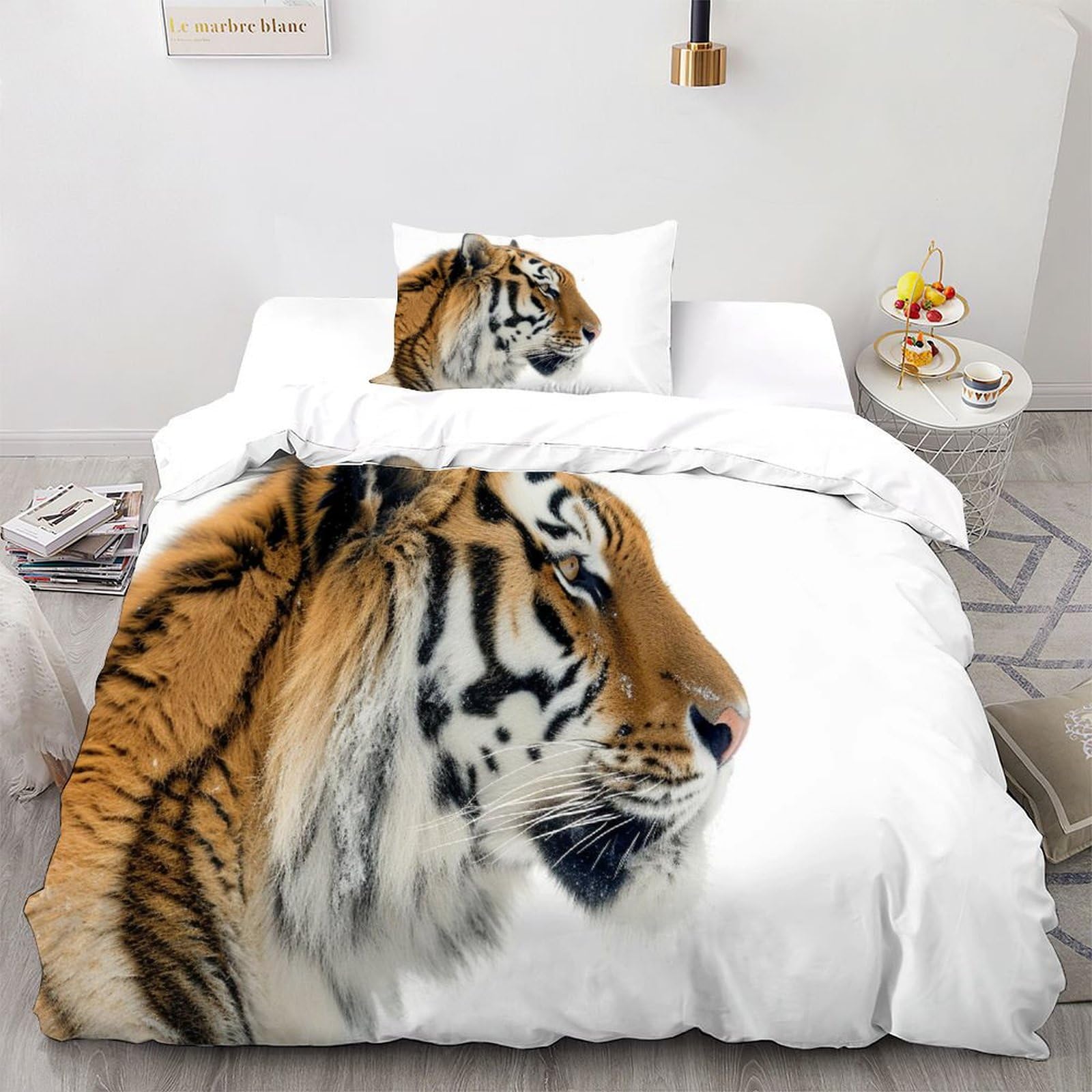 Housse de couette tigre 3D 135x200 cm : idée cadeau originale enfant et adulte