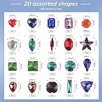 Vista 3 de 460 piezas de diamantes de imitación de vidrio para coser con engaste de garra, gemas y cristales con base metálica y engaste de púas, diamantes
