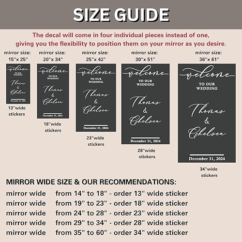 Miniatura 7 de Calcomanía con texto en inglés "Welcome to Our Wedding Mirror"  Soon to Be Mr & Mrs - Calcomanía de espejo personalizable  Just Married  Decoración