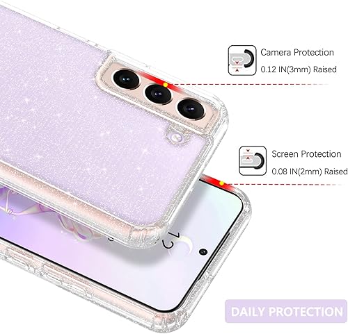 Miniatura 6 de GUAGUA Funda compatible con Samsung Galaxy S22 5G de 6.1 pulgadas, transparente, flexible, suave, TPU con purpurina brillante, delgada, a prueba de