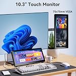 Moniteur à petit écran tactile de 10,3'', 400cd/m2, VESA, IPS Barre étirée LCD Mini Affichage tactile de voyage 1920 * 720 HDMI USBC, écran tactile portable pour ordinateur portable Windows Aida64 GPU CPU RAM Surveillance