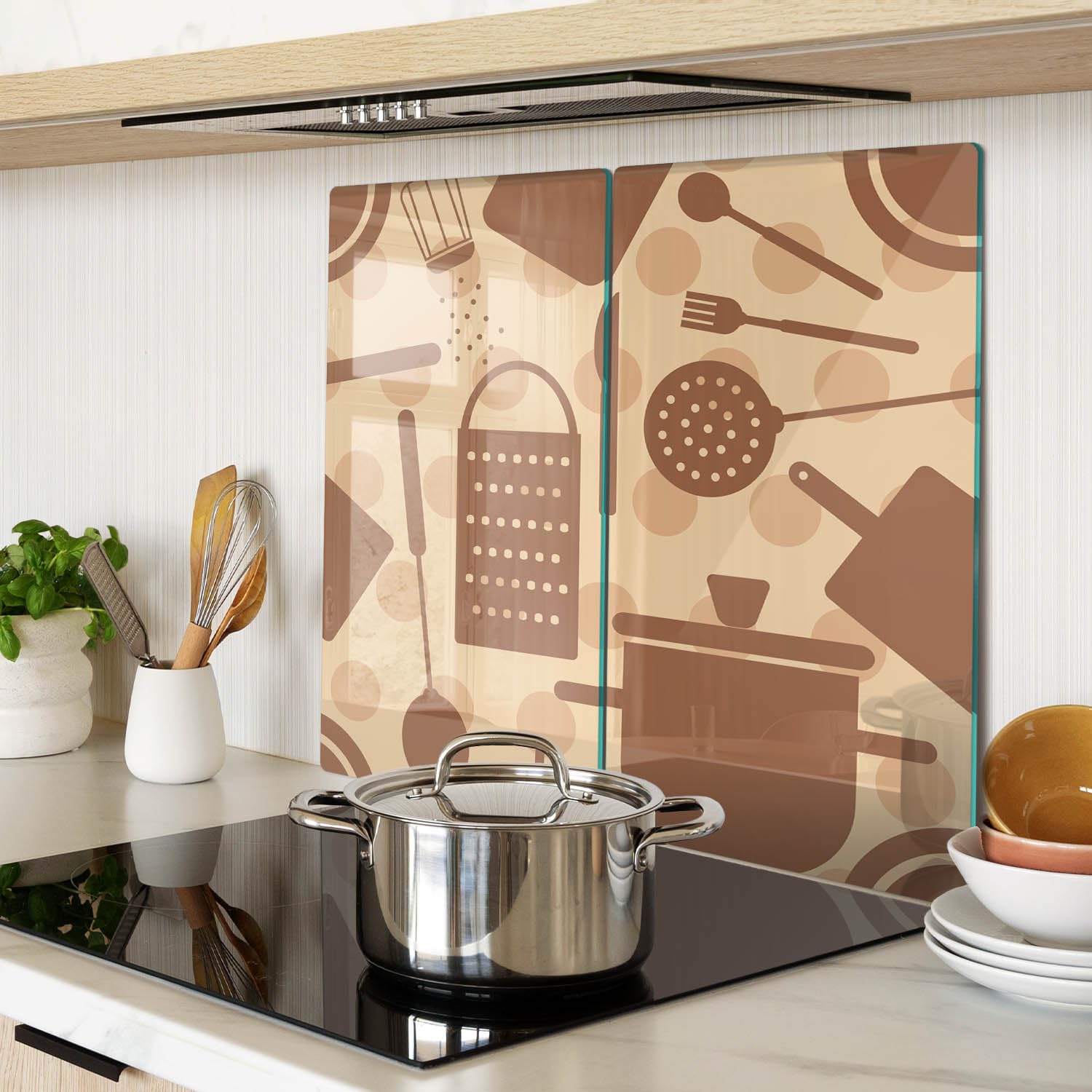 Tulup Planche À Découper - 2x30x52cm - Protection Plaque Induction Cuisson Tapis de Découpe Verre Trempé - Ustensiles De Cuisine