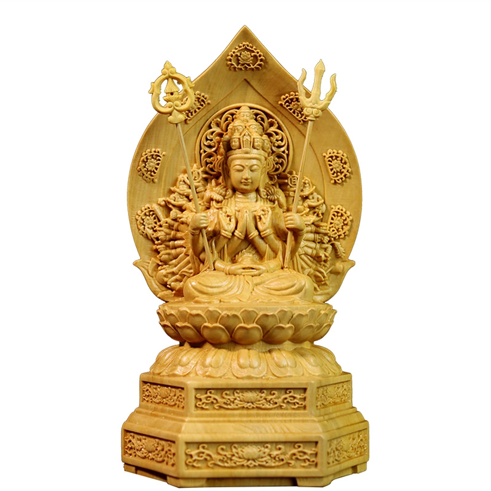 SBCGFY Creative Design Thousand-Hand Guanyin Sculpture Feng Shui Desktop Decoration Wood Carving Buddha Statue Thousand-Hand Guanyin Home Decoration Indoor Statue