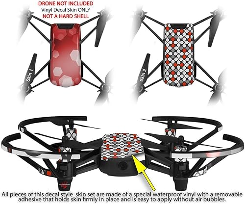 Miniatura 2 de Skin Decal Wrap 2 Pack for DJI Ryze Tello Drone Bokeh Hex Red Drone NOT Included