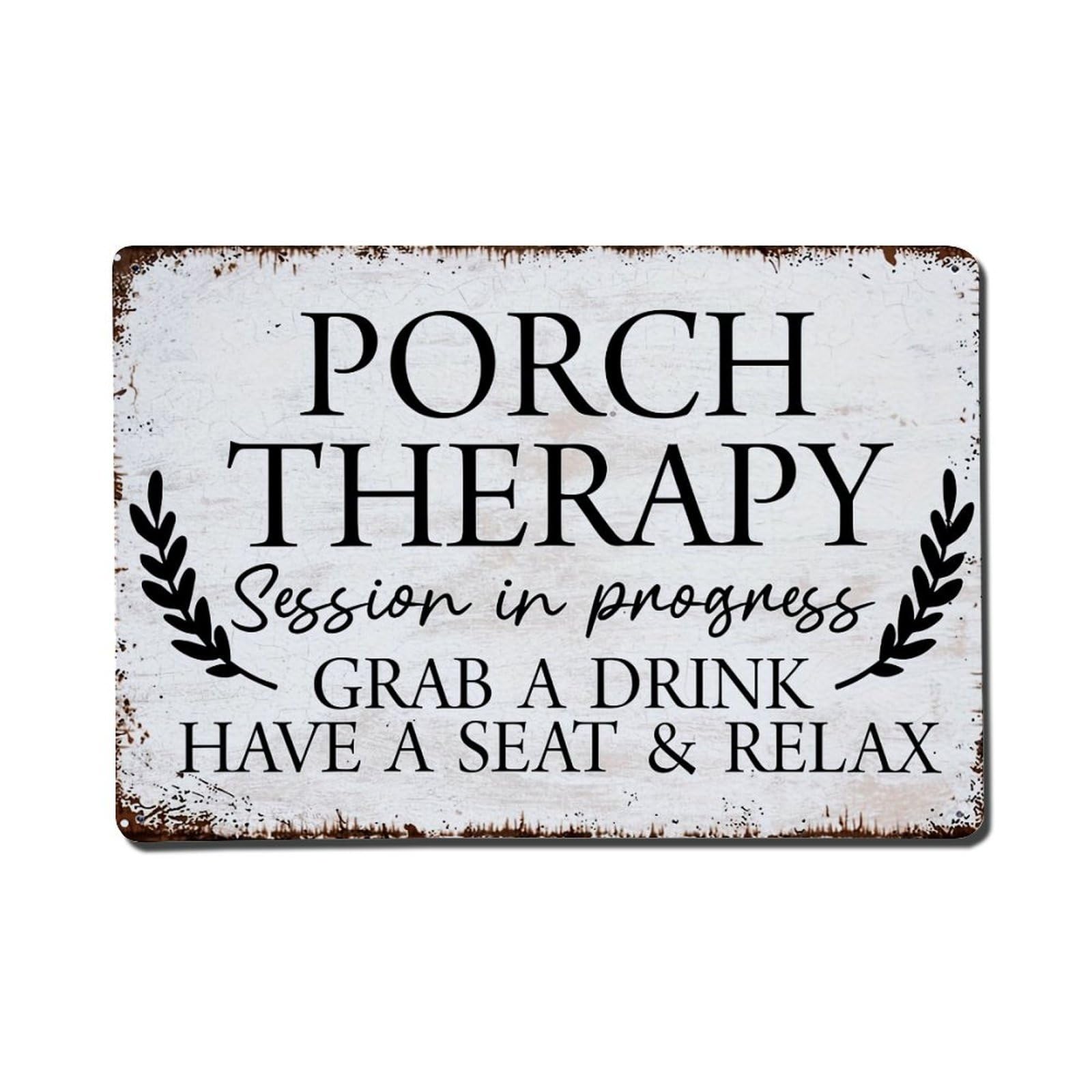 Nestemfo Vintage Porch Therapy Session In Progress Tin Sign Metal Sign, Living Room,Bar, Home, Bedroom Wall Decor,Retro Metal Poster 8X12 Inches