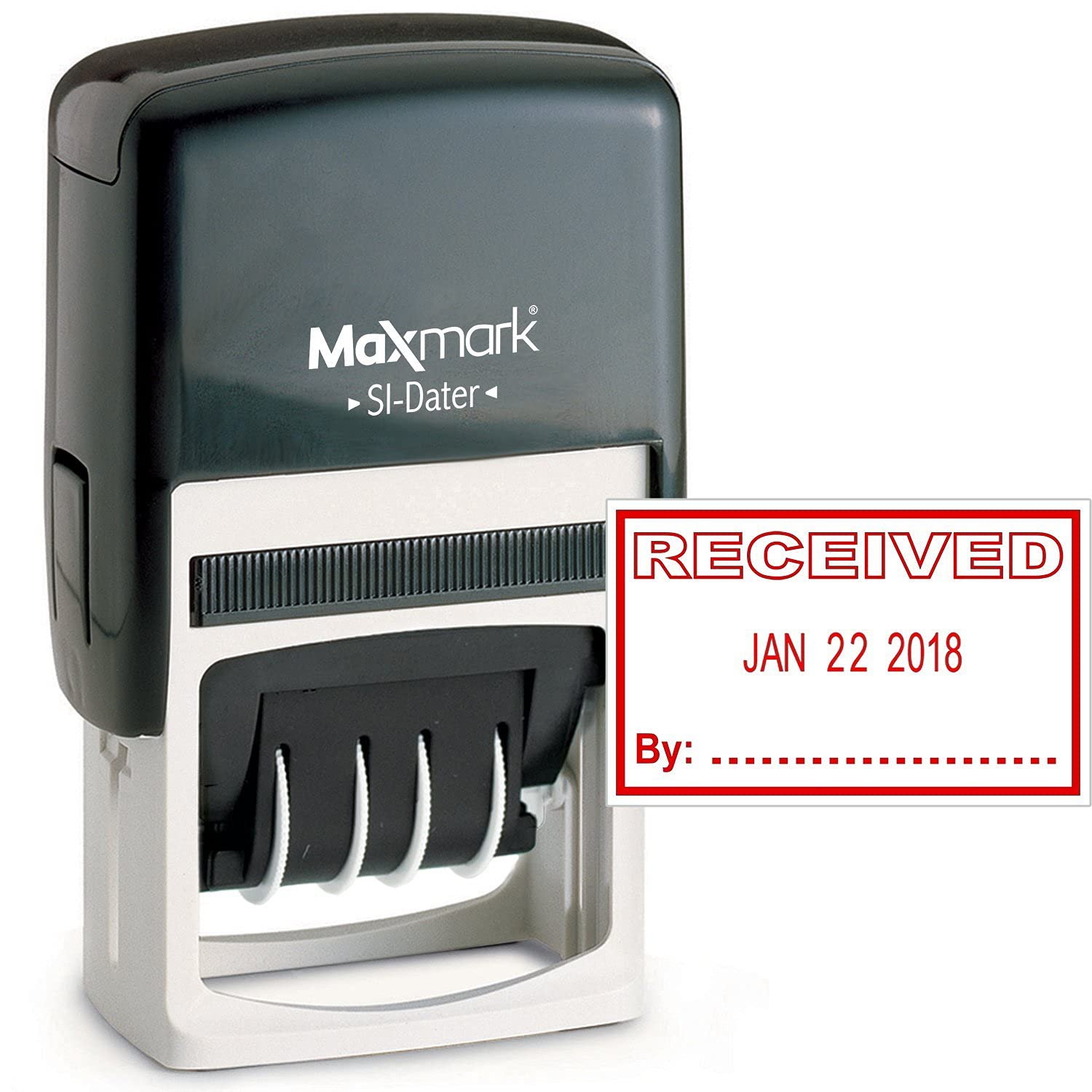 MaxMark Office Date Stamp with Received Self Inking Date Stamp - RED Ink