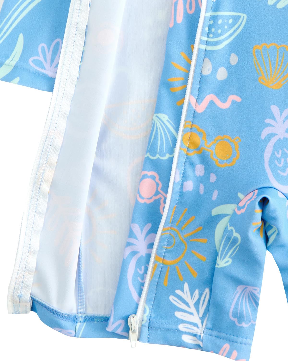 JiAmy Traje de baño de una pieza para bebé con sombrero de sol de manga larga con cremallera y protección solar para playa