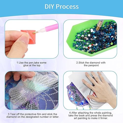 Miniatura 4 de EEEKit Kit de 2 piezas de atrapasoles de pintura de diamante, colgante de pintura de diamante, campanilla de viento de arte de cristal para