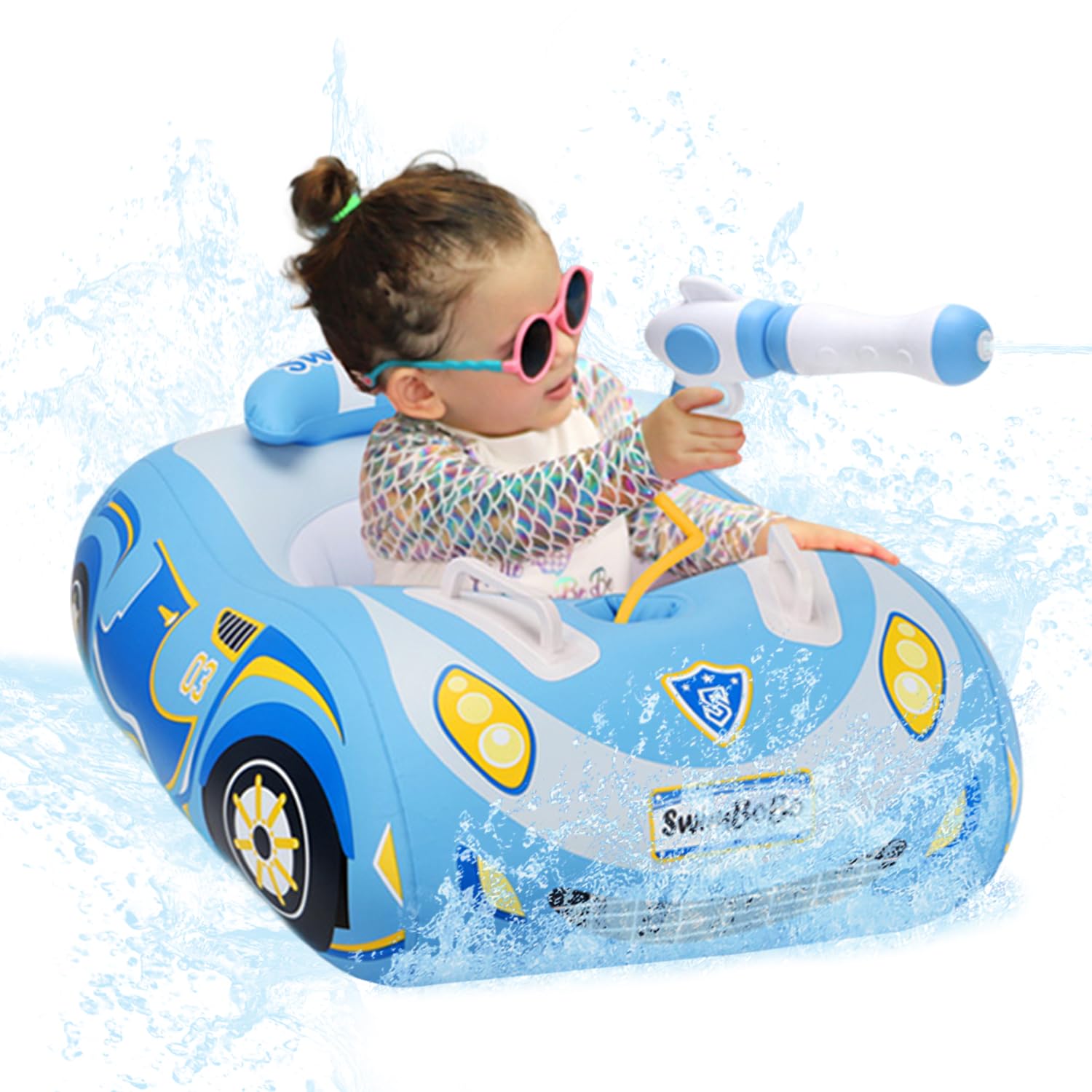 Baby Pool Float 3D Car Baby Floaties for Toddlers 12-48 Months Heavy Duty Infant Swim Float Toddlers Pool Floats Kids Swim Floaties Swimming Pool Floats for 1-4 Years Toddler Floaties for Boys & Girls