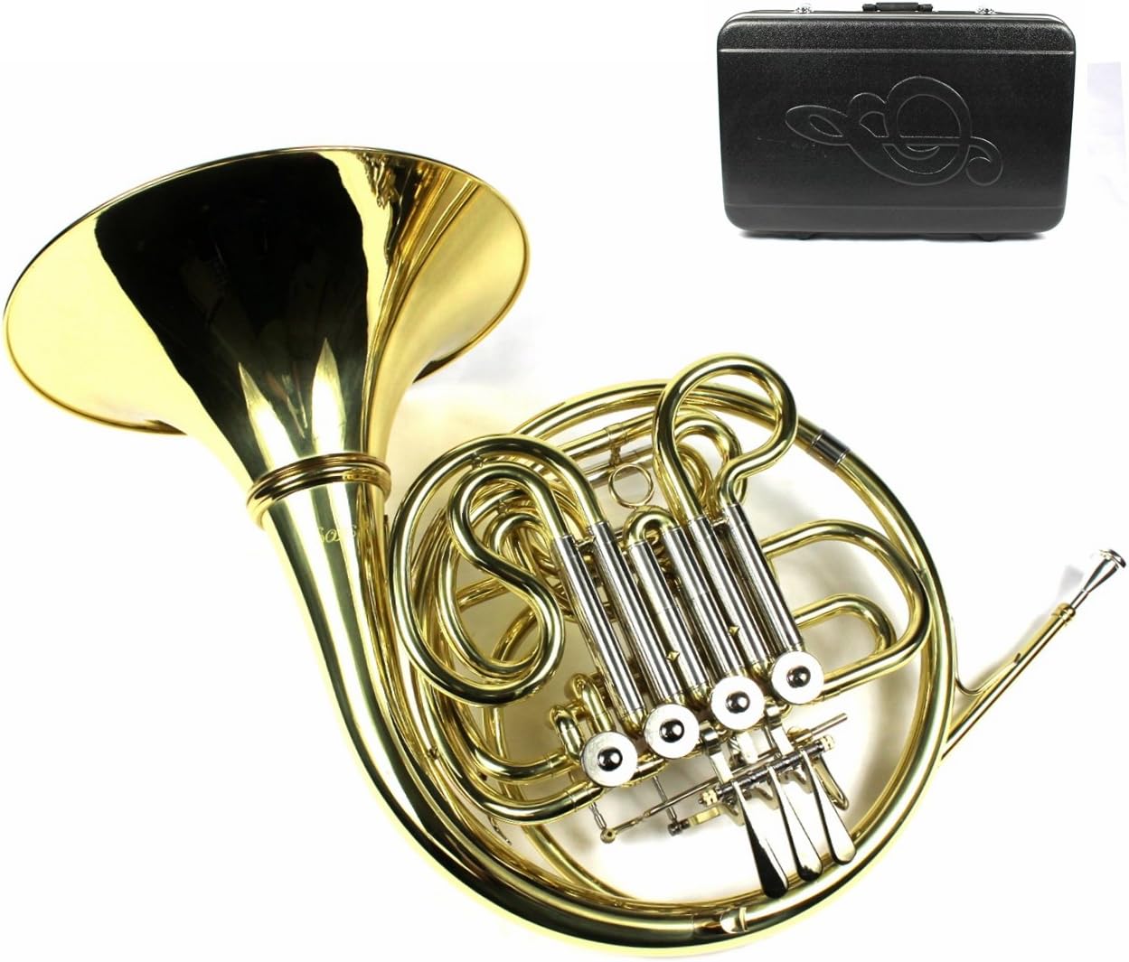 Monel Rotors Bb/F 4 Keys Double French Horn w/Case & Mouthpiece-Gold Lacquer Finish : Musical Instruments