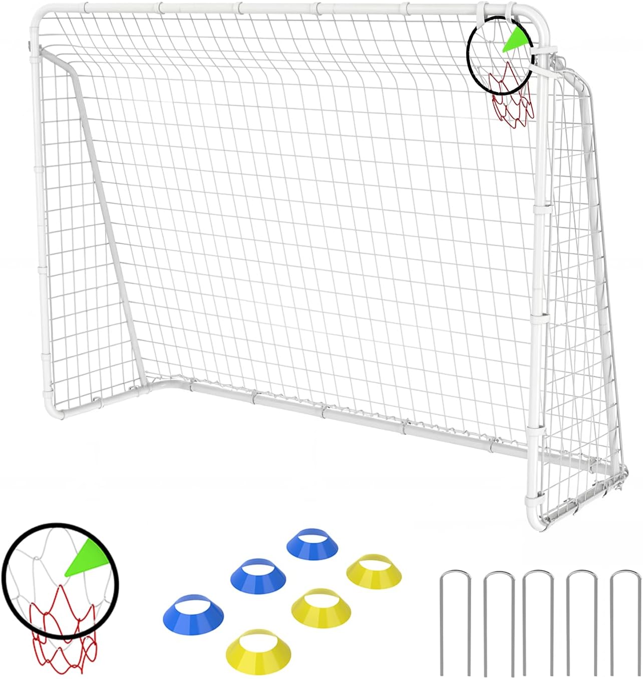 Metal Soccer Goal for Backyard, Heavy-Duty Steel Frame with Tear-Resistant Net, Portable Easy Setup Soccer Net for Outdoor Play, Ideal for Kids & Family Fun