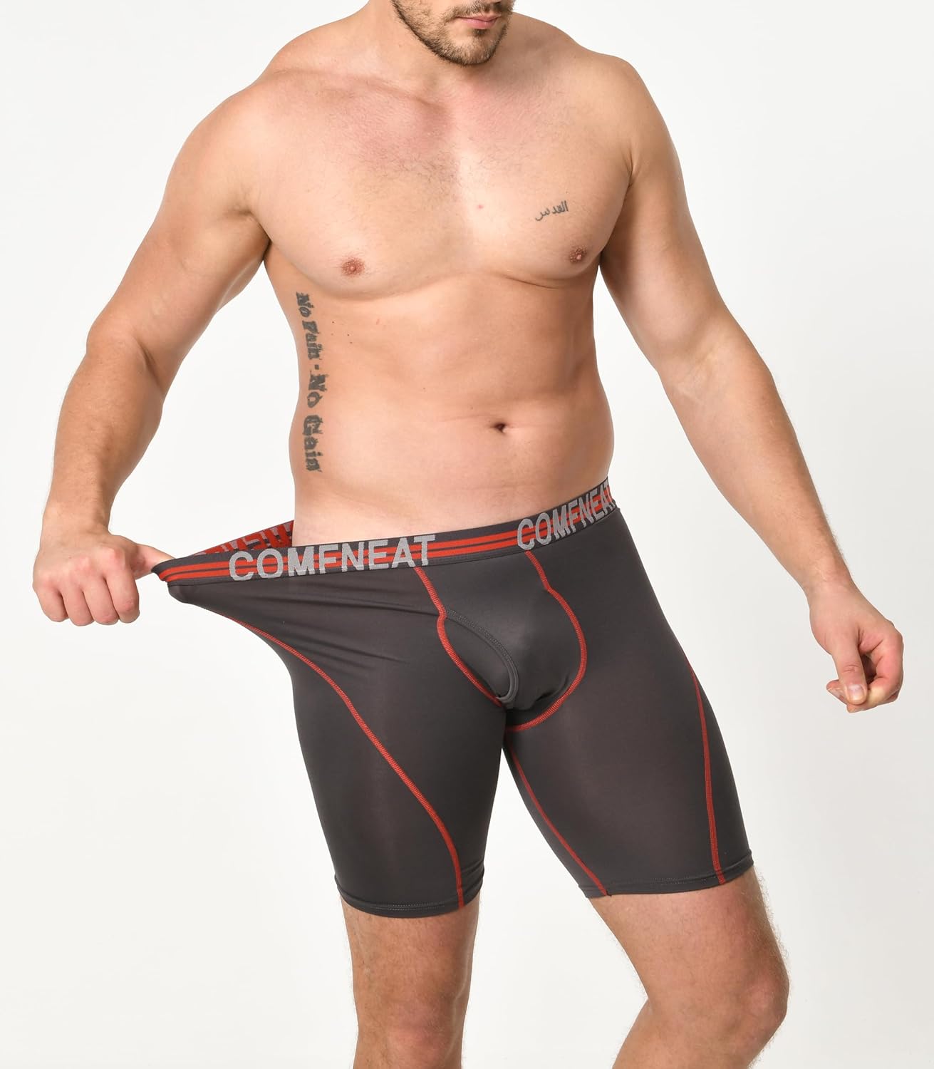 Comfneat Men's 9" Long Boxer Briefs Sports Performance Breathable Underwear 4-Pack - Image 2