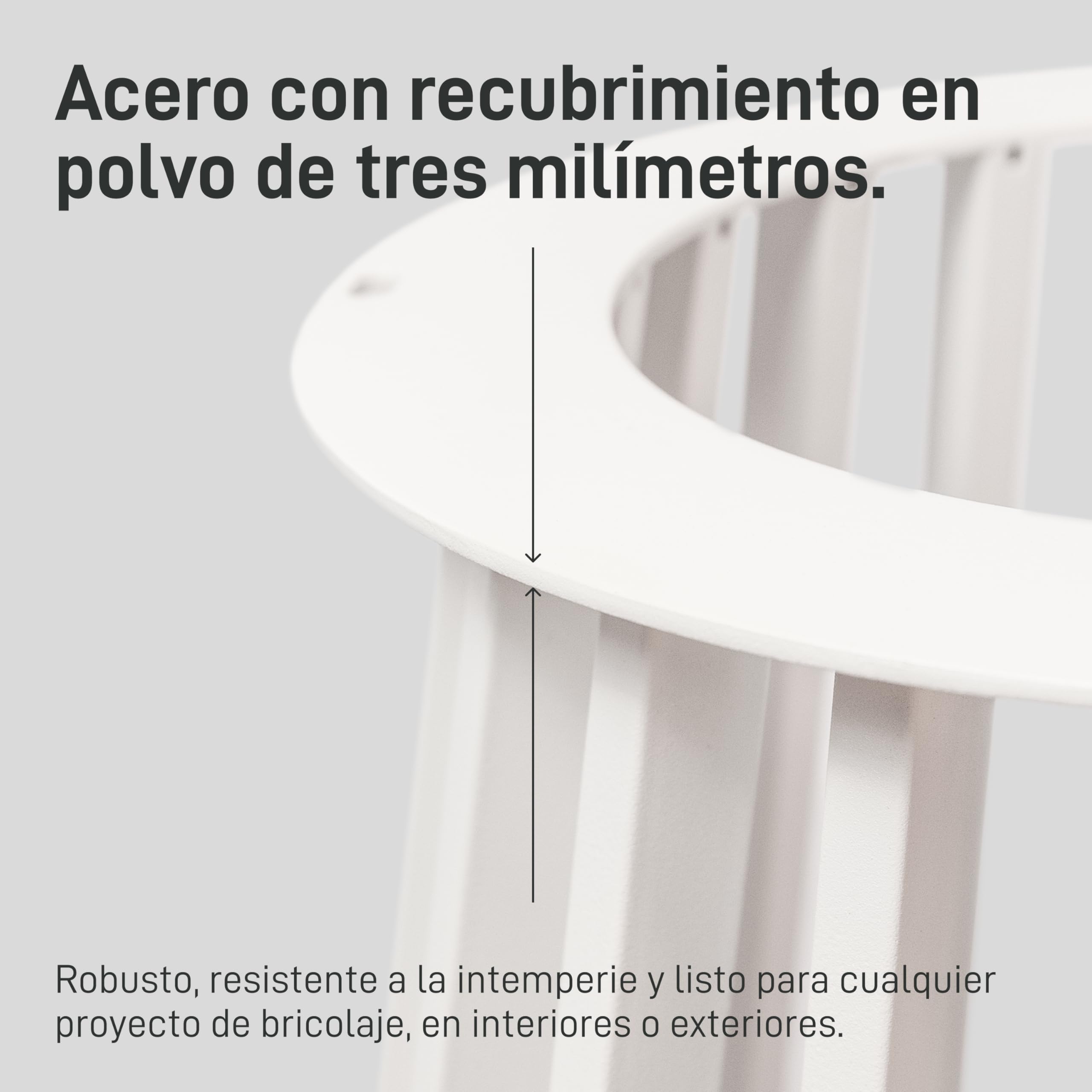 Natural Goods Berlin Columna de mesa Conic Bars patas de mesa de metal blanco – 720 mm x 700 mm – Estructura de mesa redonda – Patas de mesa para tablero de cristal ovalado – Patas de metal