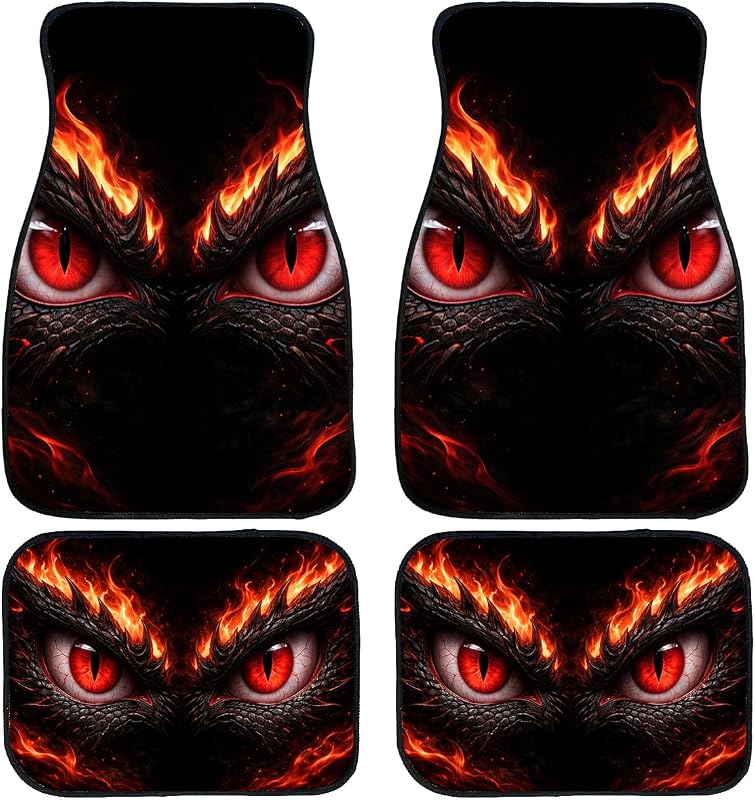 Jogo de Tapetes Automotivos Dragon Eyes em Fibra de Carbono e Borracha, Dianteiros e Traseiros, 4 Peças ZJRONSX