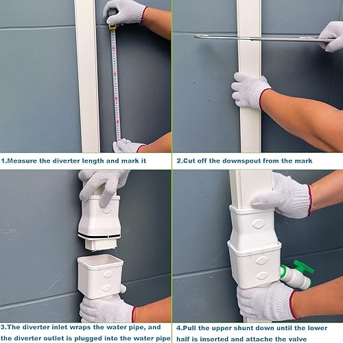 Miniatura 7 de Sistema de recolección de agua de lluvia, kit de desviador de bajante de canalón, kit de desviador de barril de lluvia con válvula de cierre para