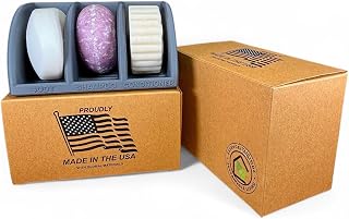 Solid Shampoo Holder – Multi-Bar Soap Dish with Drainage – Soap Bar, Shampoo Bar and Conditioner Bar Bathroom Organizer – Keeps Bars Dry & Lasts Longer(Gray)