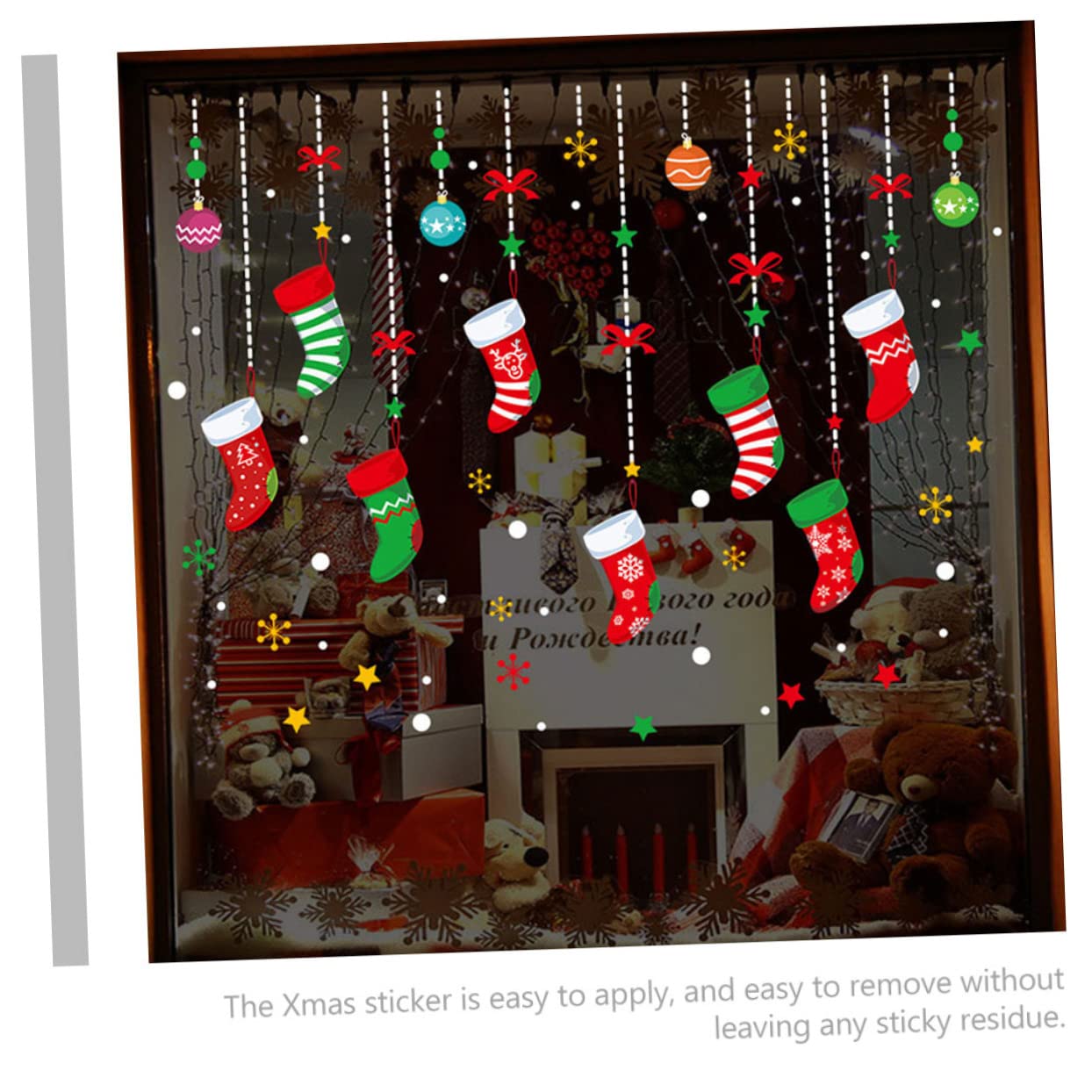 ABOOFAN 5st Weihnachtsaufkleber Weihnachtsfenster Fensteraufkleber Weihnachtssocke Weihnachtsdekorationen Winter-aufkleber Schneeflocken Fenster Haftet Christbaumschmuck Wandaufkleber Pvc