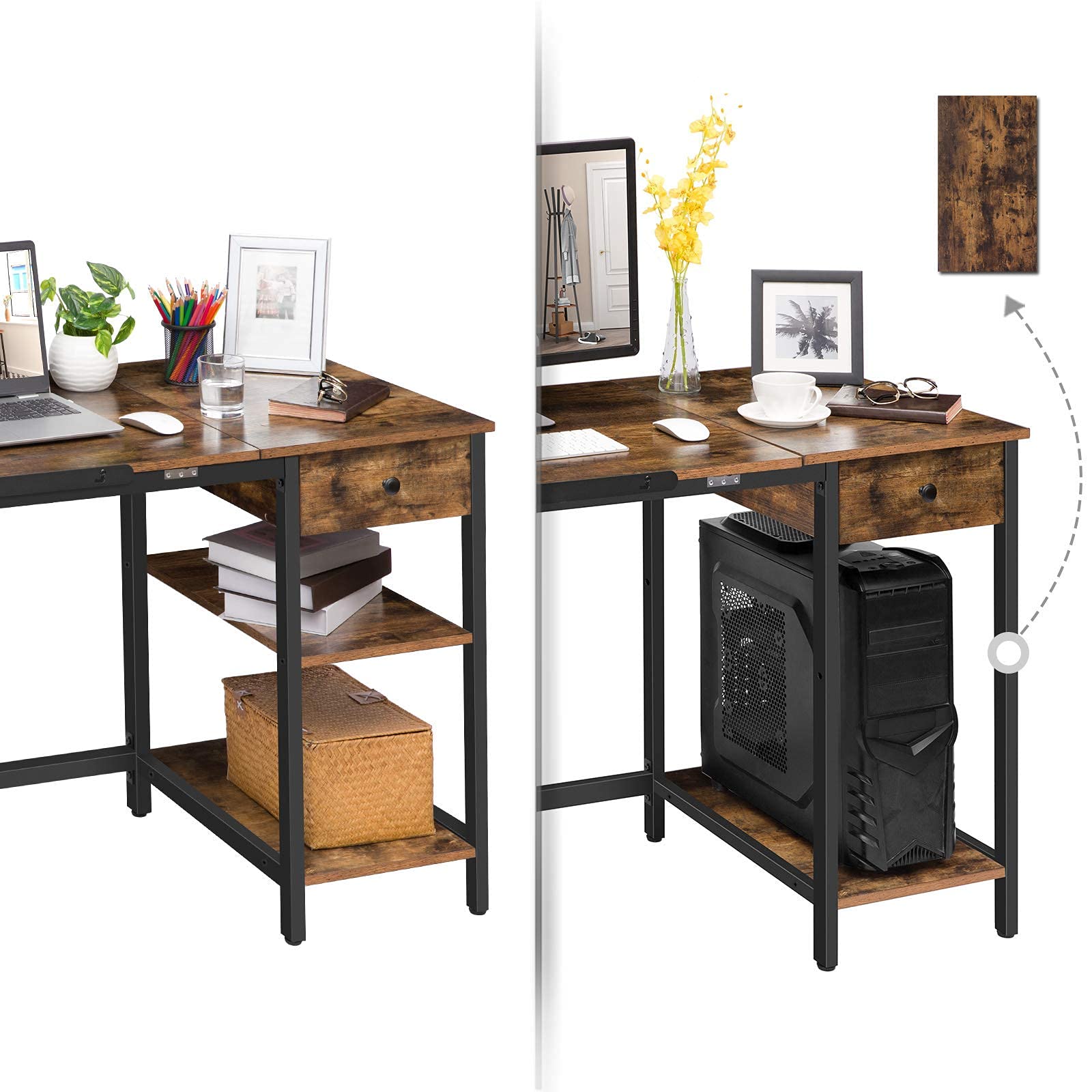 HOOBRO Computer Desk, Tilting Drafting Drawing Table, Art Desk, Office