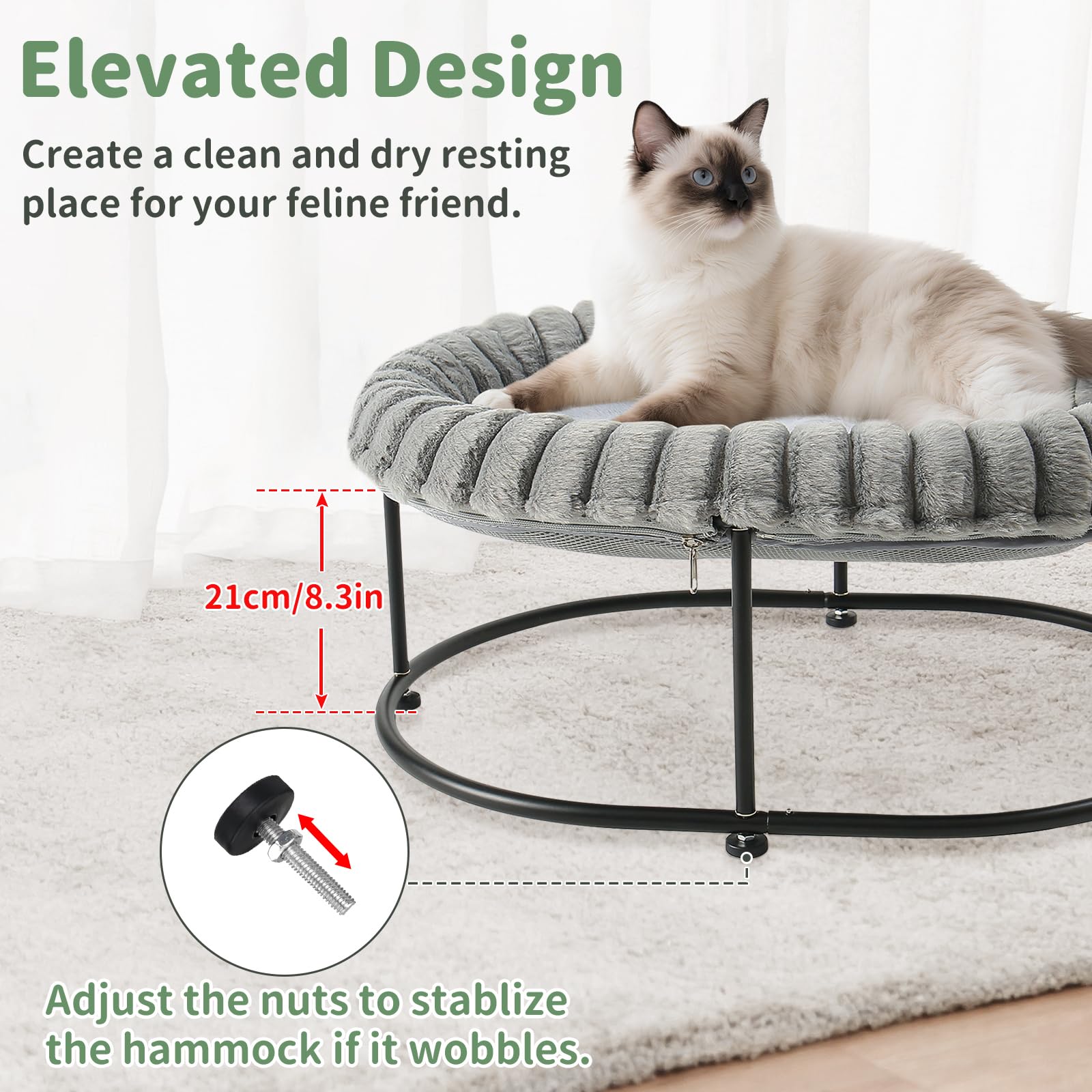 GUUSII HOME Hangmat voor katten, ramen, hangmand, katten, in bed, radiator, rek, kattenligstoel, robuust, eenvoudig te monteren en te verplaatsen, geen zuignap, balkon, tot 18 kg, 56 x 38 cm, wit, S