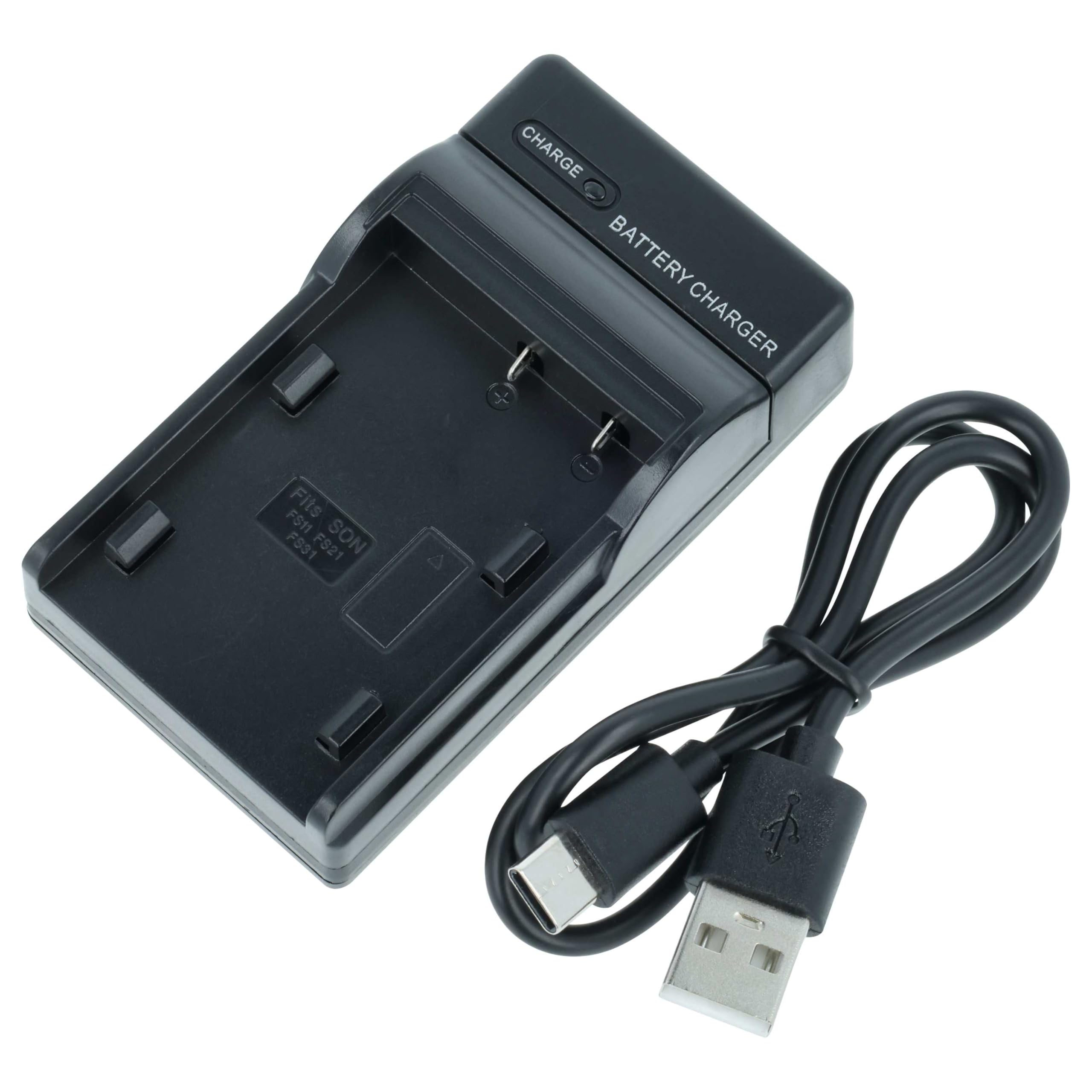 USB Battery Charger compatible with Sony DCR-PC3, DCR-PC3E, DCR-PC4, DCR-PC5, DCR-PC5E Digital Camera, Action Camera Batteries - Cradle