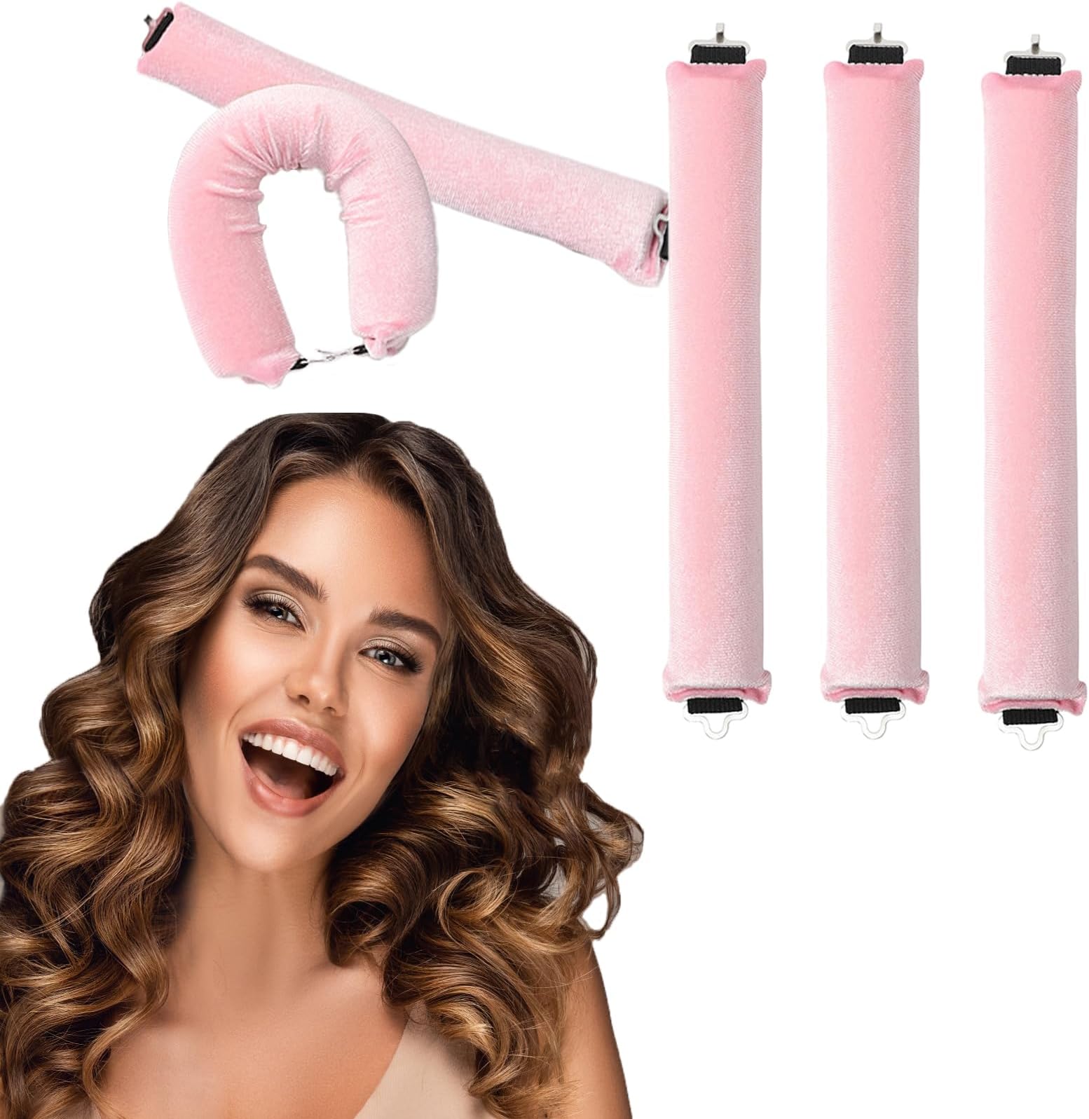 Amazon.com : Oskrieel Heatless Curling Rod, 1 Pink 3Pcs, Flexi Rod for ...
