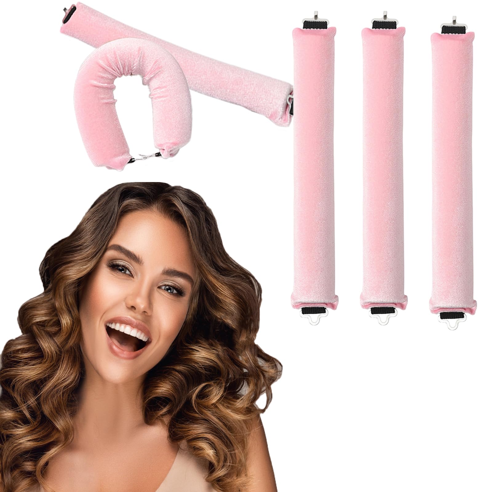 Amazon.com : Oskrieel Heatless Curling Rod, 1 Pink 3Pcs, Flexi Rod for ...