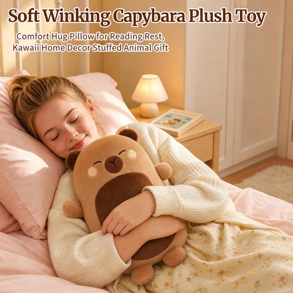 Capybara - Cuscino in peluche, morbido, idea regalo per bambini e adulti, 40 cm