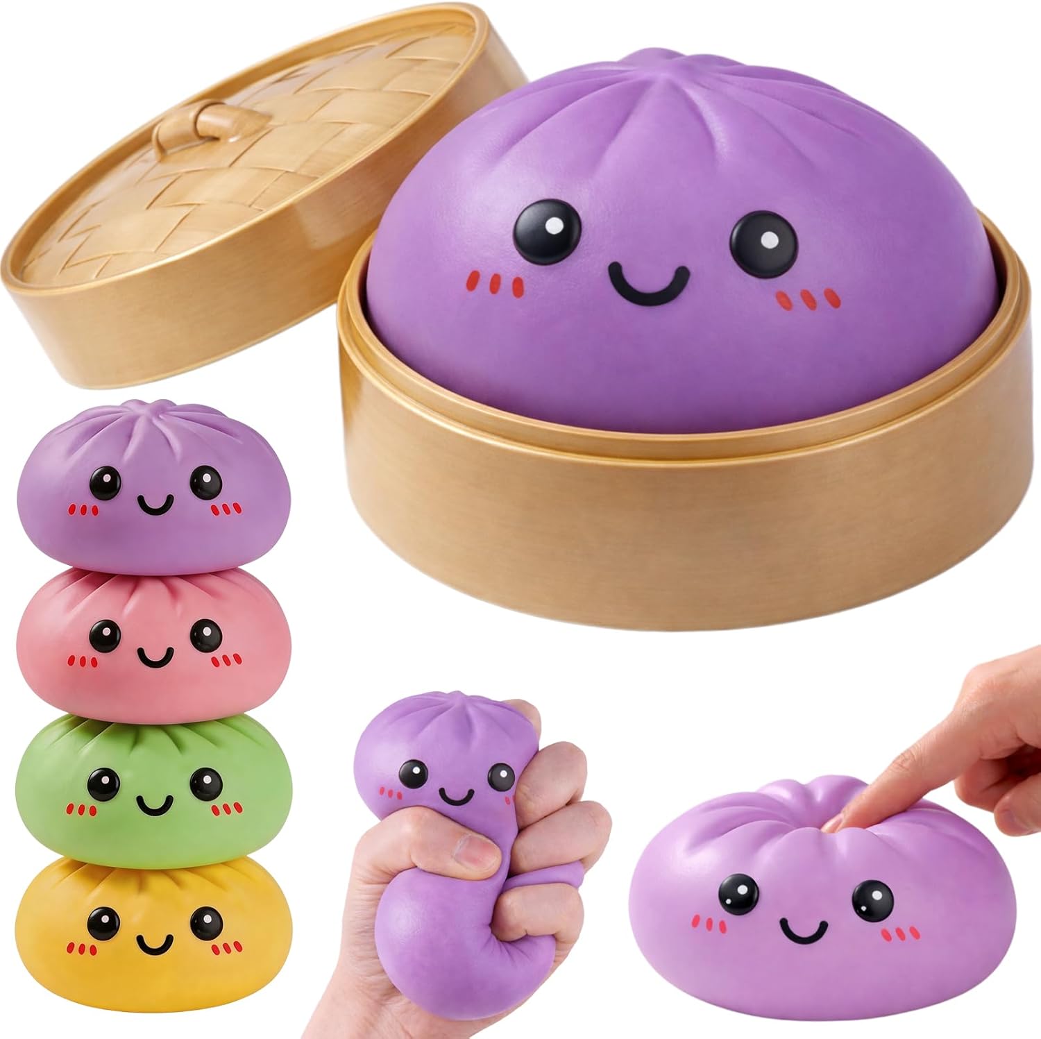 Dumpling Squishy Mystery Box Squeeze Toy, Squishy Dumpling Fidget Toys for Adults, Stress Relief Sensory Toy(Purple)