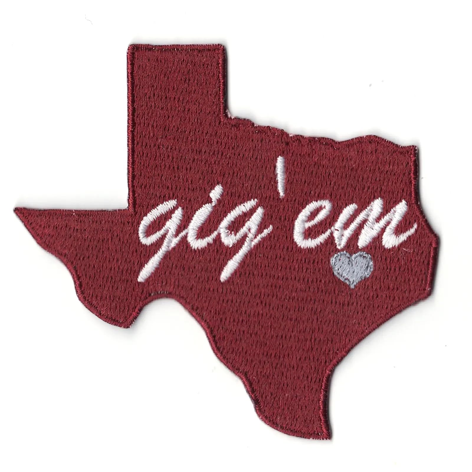 Texas University Gig 'em Heart Patch State School Embroidered Iron On