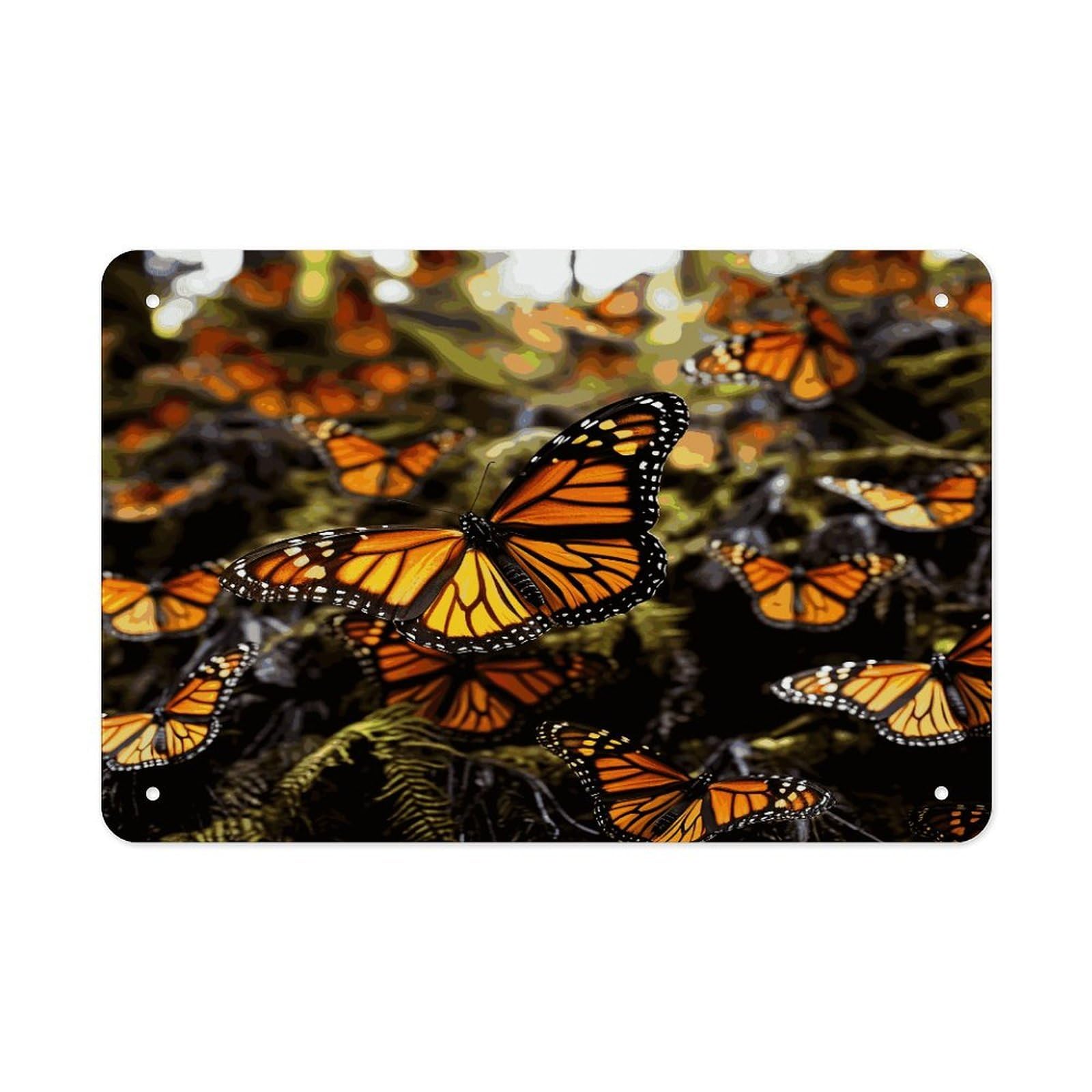 Fodpand Style Monarch Butterfly Cluster Wall Art Metal Signs Tin Sign