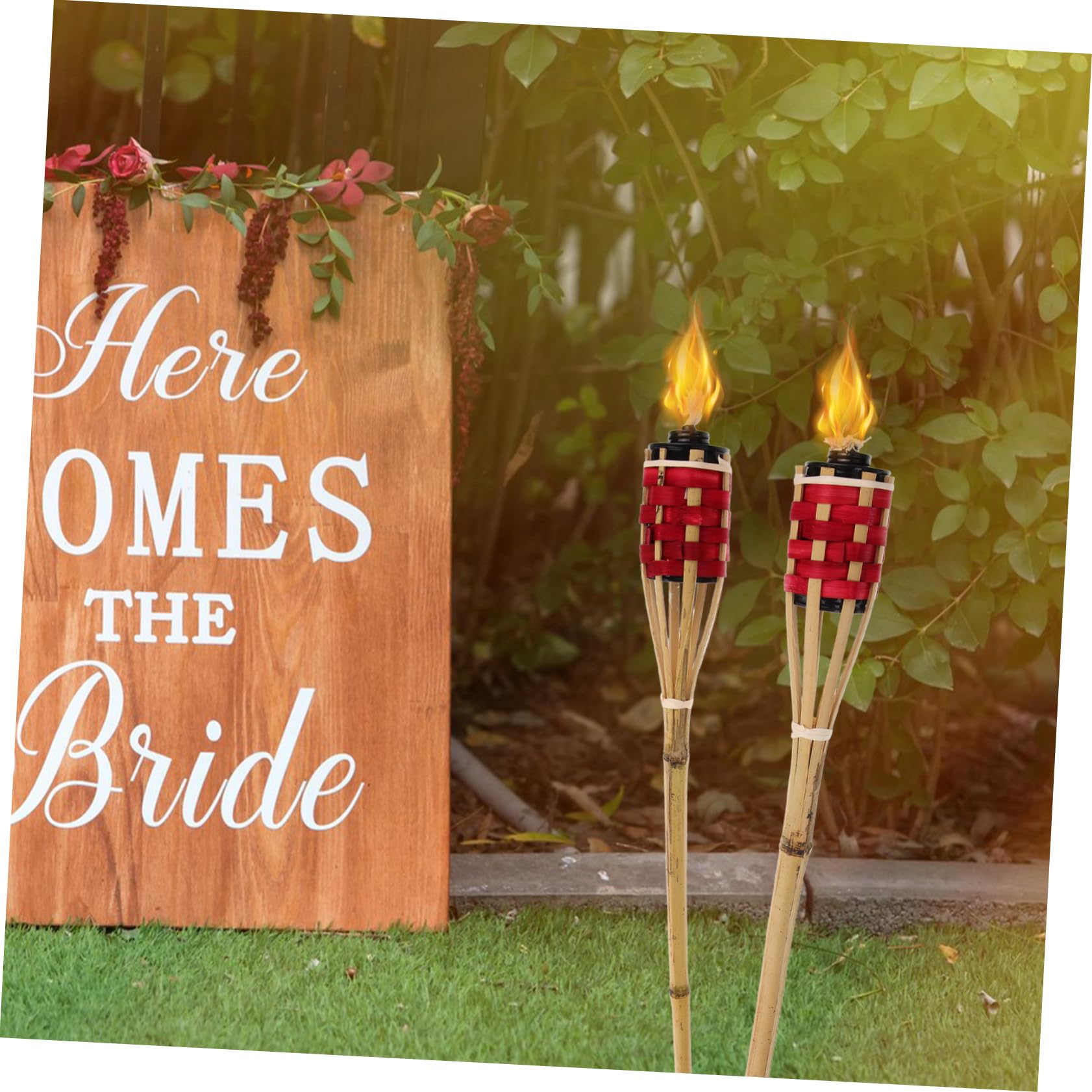 ULDIGI Elegant Garden Bamboo Set 2pcs Outdoor Lights Oil for Yard Decorations