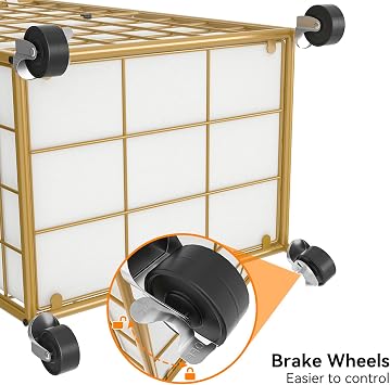 WOWLIVE Rolling Laundry Basket, Metal Wire Frame Laundry Hamper with Wheels | Gold Hamper with Removable Bag, 100L Dirty Clothes Hamper Organizer Dorm Room Storage for Bedroom, Bathroom, Golden