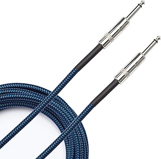 D'Addario Guitar Cable - Guitar Lead - Instrument Cable - Guitar Accessories - Braided Cable - 20 Feet/7.62 Meters - Blue - 1 Pack