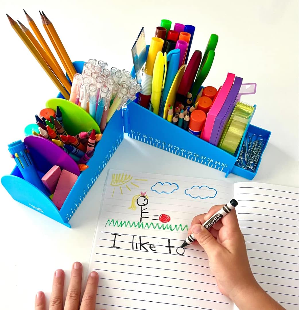 Learning Resources Junior Flexible Desk Organiser - Modular Top Organiser with Pencil Holder and Drawer, Teacher Supplies - Image 3