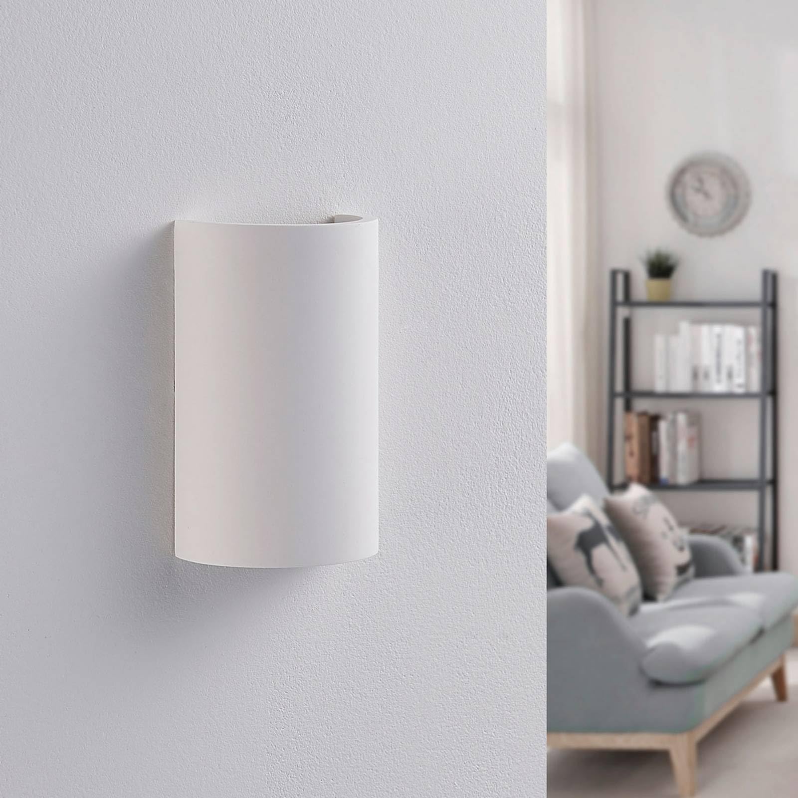 Lindby Bombillas LED aplique de pared interior en blanco, lámpara | iluminación de pared, 2 fuentes de luz, moderno, 3000 k blanco cálido, de yeso, arcilla para sala de estar, salón,