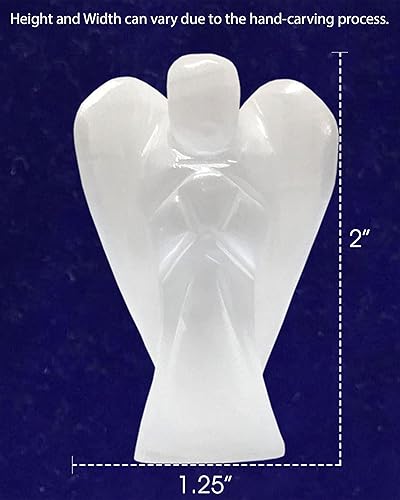 Miniatura 5 de Figura de ángel guardián de selenita de 2 pulgadas, piedra natural tallada a mano, excelente para limpiar la energía negativa y recargar tus otros