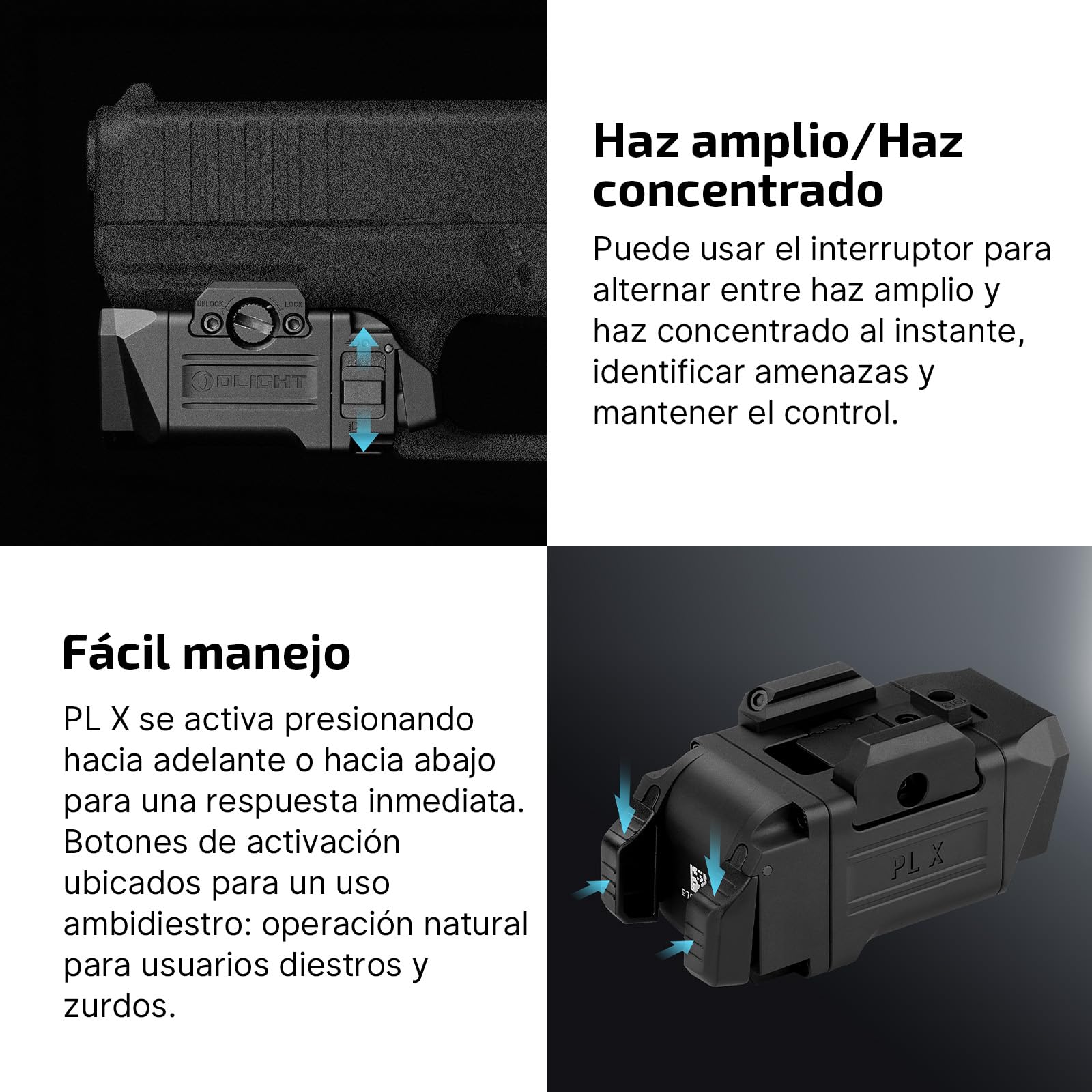 OLIGHT PL-X Linterna Con proyector de 22500 candelas y luz de inundación de 1200 lúmenes, orejetas ajustables y reversibles, puerto USB-C, soporte estroboscópico compacto para búsqueda en exteriores