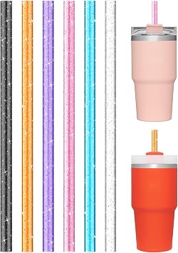 6 PCS Replacement Straws for Stanley|Owala|Simple Modern 40oz 30oz Tumbler, Reusable Color Drinking Straws with Cleaning Brush for Stanley Cup Accessorie,BPA Free, Dishwasher Safe