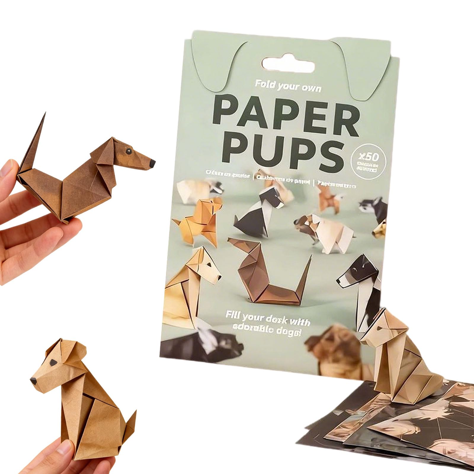 CloudWei SmartSelect 50 Pcs 3D Origami Paper, Dog Papers, DIY Paper Dogs Origamis Kit, Creative Animal Kit, Papers Cats Dogs