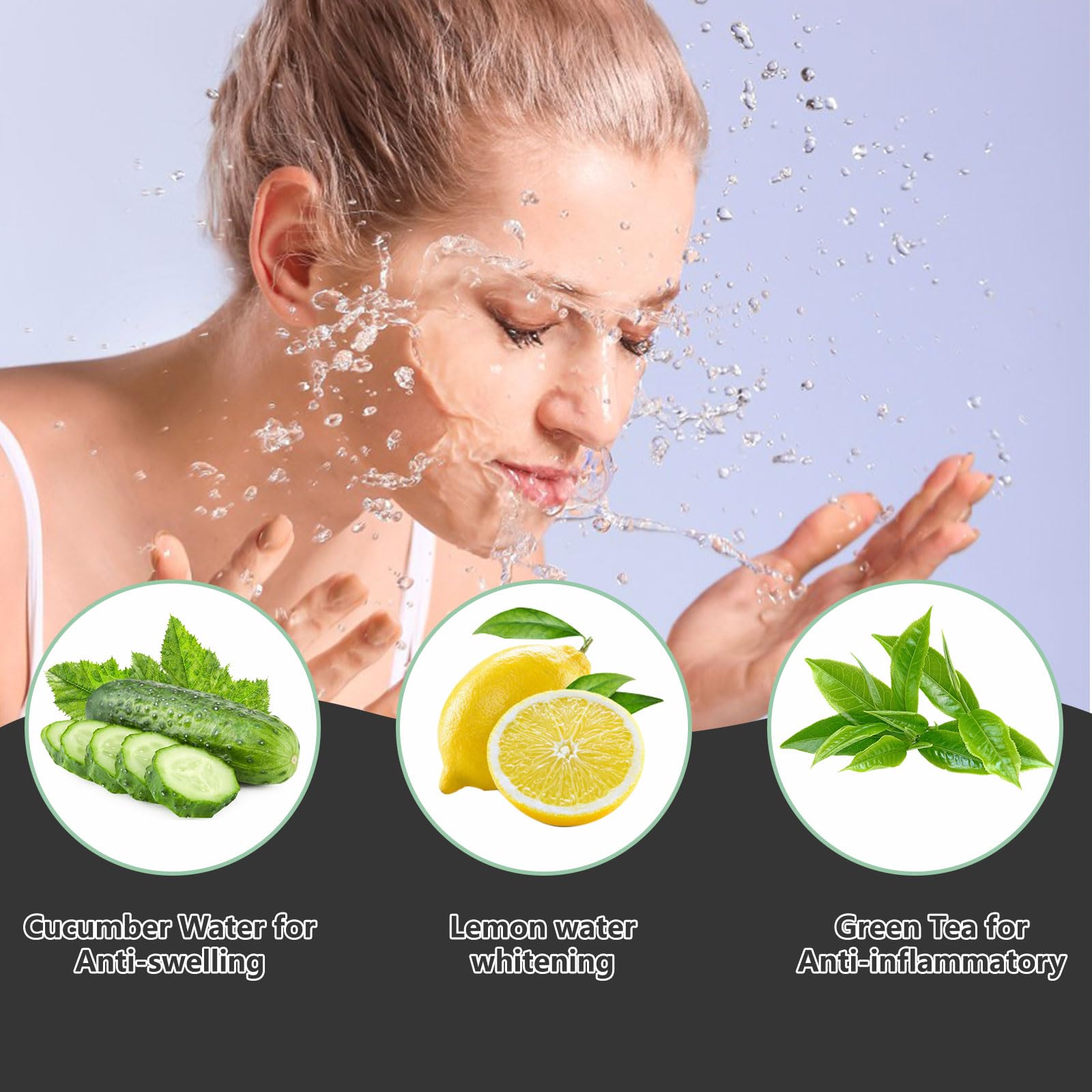 Bol pour Glace avec Compartiment à Glace intégré, Silicone Pliable, Bol de plongée pour Le Visage pour raffermir la Peau et soulager l'acné (Noir)