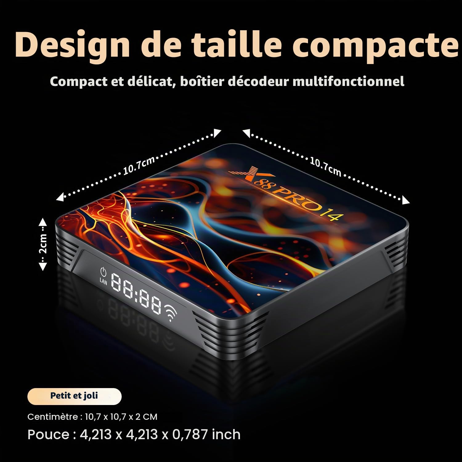 Android TV Box,X14 Pro Android 14.0 2Go RAM 16Go ROM RK3518 Quad-Core 64bit Cortex-A53 Mali 450 MP2 GPU Support BT5.0 4K 3D 1080P 2.4/5.0GHz WiFi 10/100M Ethernet DLNA HDMI2.0 USB3.0 H.265