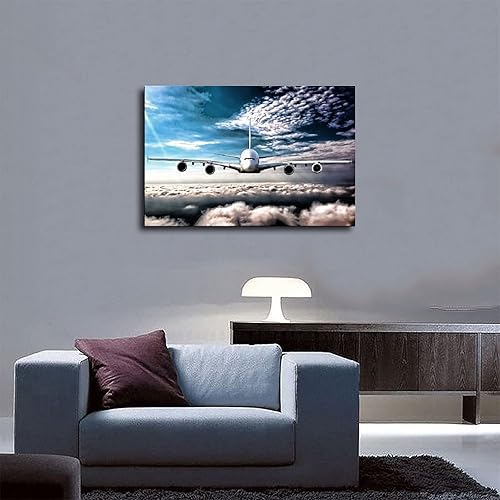 Miniatura 5 de Jierbi Póster de avión A380, póster de lienzo para decoración de dormitorio, paisaje deportivo, oficina, habitación, regalo, sin marco 12 x 18