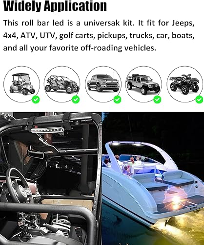 Miniatura 7 de SUNPIE Luz de cúpula UTV Iluminación interior universal para Polaris RZRRangerGeneral TalonPioneer Kawasaki MuleTeryx CanAm Off-Raod Golf Cart