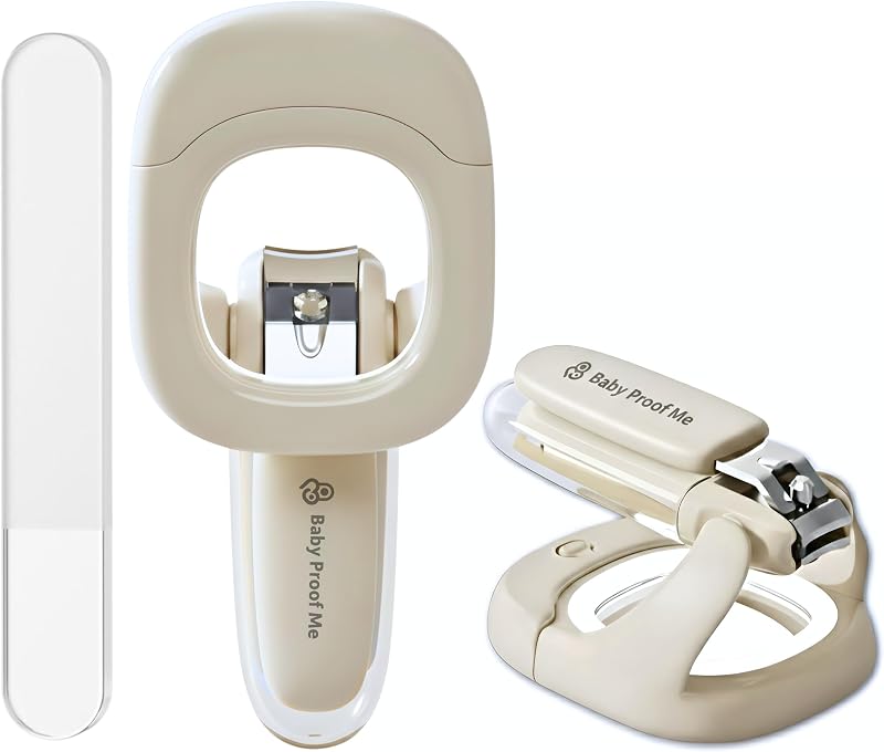Baby Nail Clipper & File with LED Light - Nail Trimmer | Baby Nail Clippers & Electric File with LED Light, Safe Fingernail Trimmer for Newborns, Infants & Toddlers, No Nicks - White