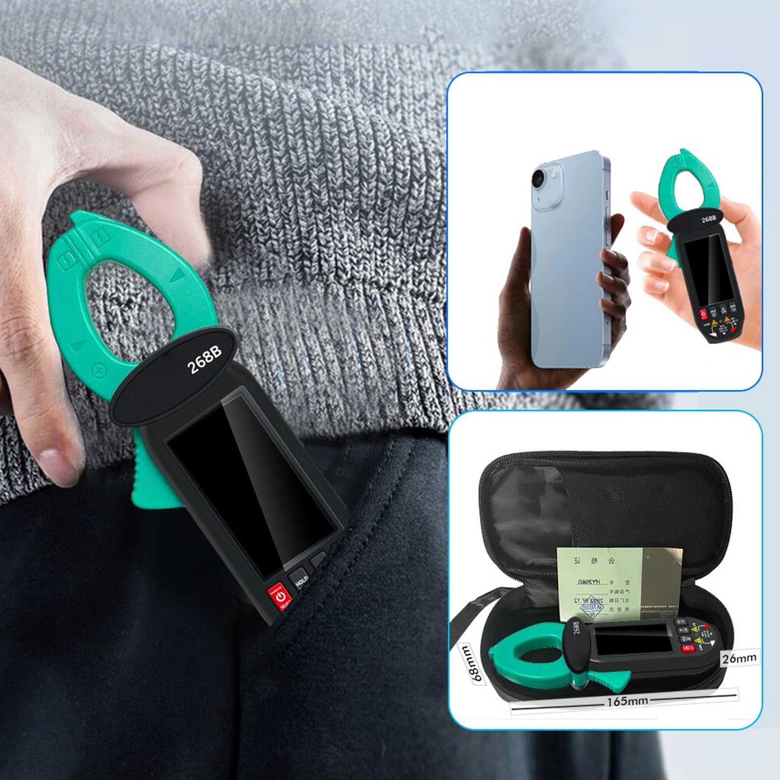 Socobeta Pinza Amperimétrica Digital Multímetro Versátil para Frecuencia de Capacitancia de Resistencia de Voltaje de Corriente CA CC - Ideal para Técnicos y Entusiastas - ABS Duradero - 1 Unidad