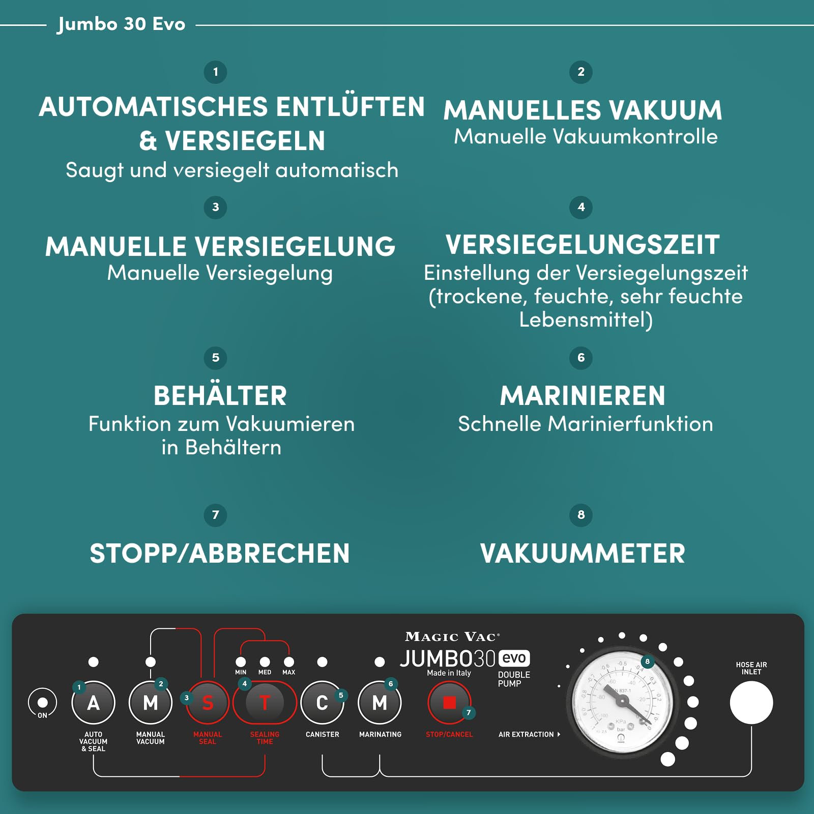 Magic Vac Jumbo 30 Evo – Professionelle Vakuumiergerät Aus Edelstahl, Made In Italy