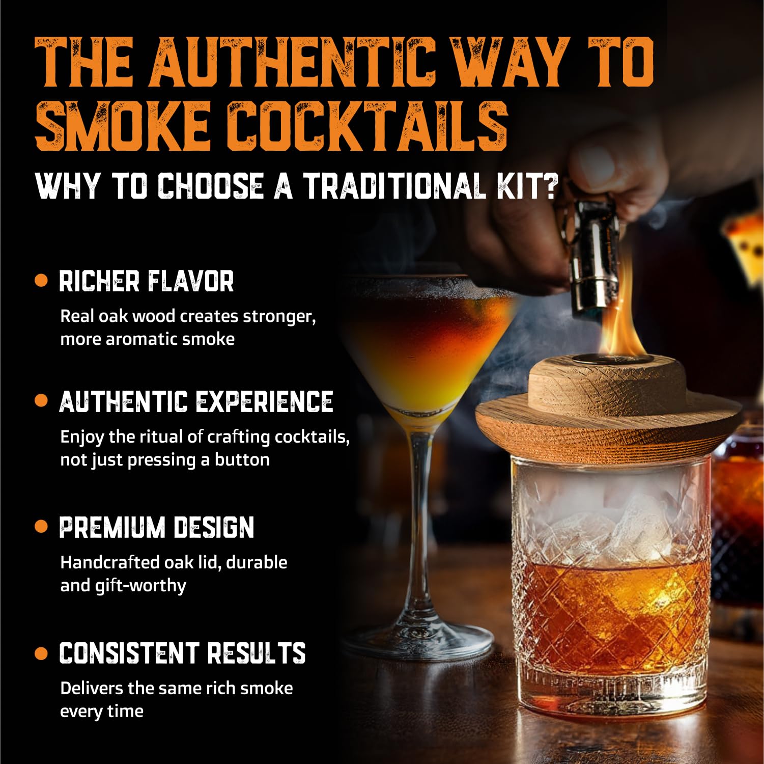 Kit Affumicatore Per Cocktail MKNZOME – Con Torcia, Trucioli Di Legno, Per Whisky, Cocktail E Cucina Creativa